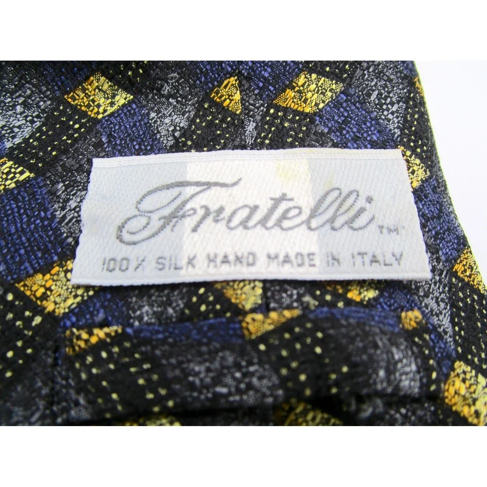 Feratelli Made in Italy 100% Silk Men's Neck Tie Blue Black Gold